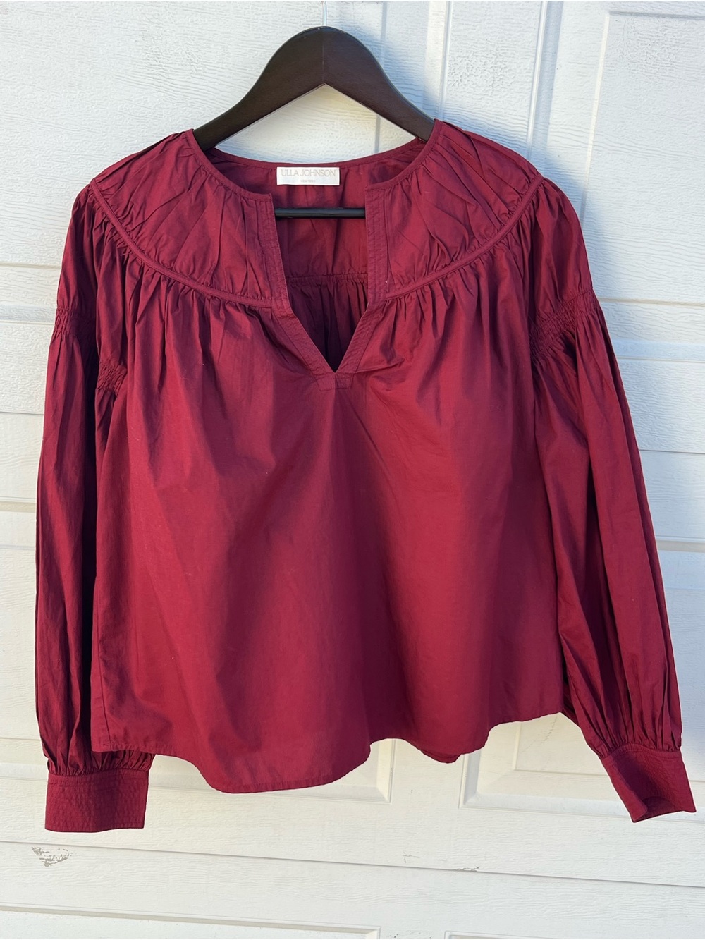 Women's Ulla Johnson Wine Red Peasant Blouse size 6